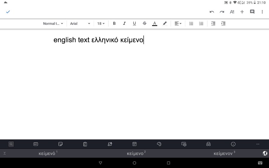 Android write Greek text